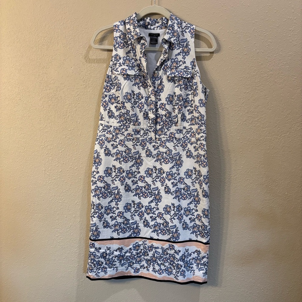 Ann Taylor Blue and Cream Floral Blouse